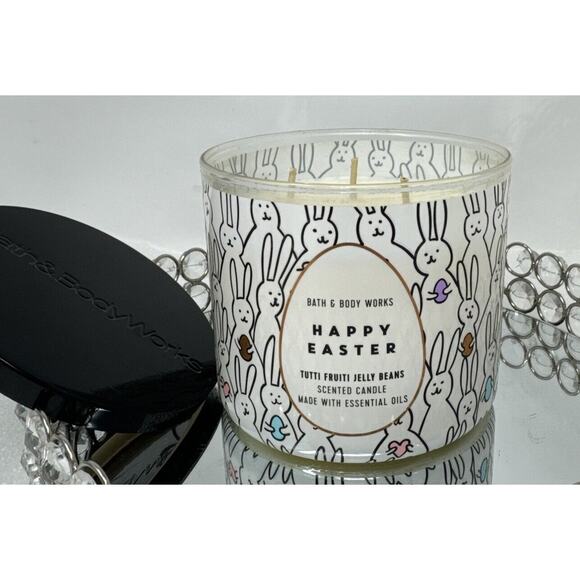 Bath & Body Works HAPPY EASTER TUTTI FRUITI JELLY BEANS 3 Wick Candle NEW - Picture 1 of 4